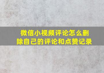 微信小视频评论怎么删除自己的评论和点赞记录