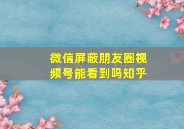 微信屏蔽朋友圈视频号能看到吗知乎