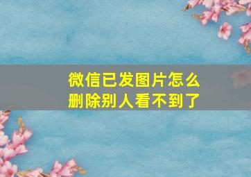 微信已发图片怎么删除别人看不到了