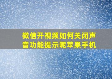 微信开视频如何关闭声音功能提示呢苹果手机