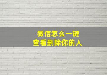 微信怎么一键查看删除你的人