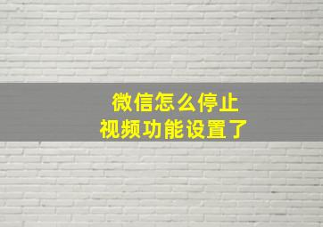 微信怎么停止视频功能设置了