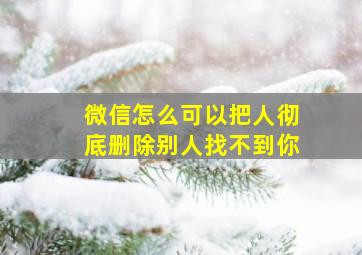 微信怎么可以把人彻底删除别人找不到你