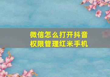 微信怎么打开抖音权限管理红米手机