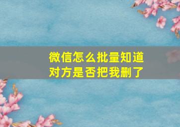 微信怎么批量知道对方是否把我删了