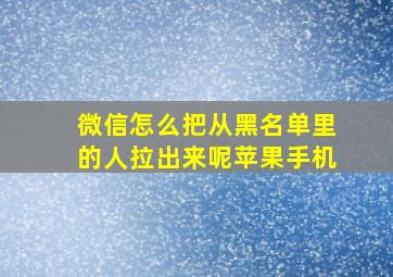 微信怎么把从黑名单里的人拉出来呢苹果手机