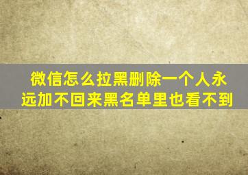 微信怎么拉黑删除一个人永远加不回来黑名单里也看不到