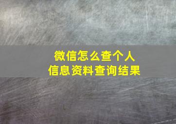 微信怎么查个人信息资料查询结果