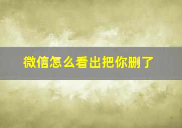 微信怎么看出把你删了