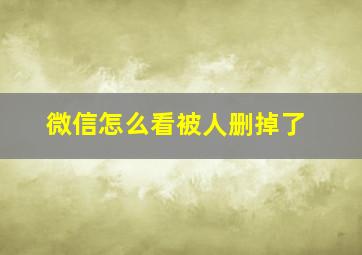 微信怎么看被人删掉了