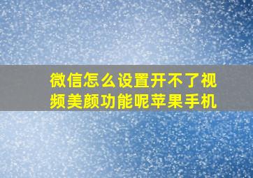 微信怎么设置开不了视频美颜功能呢苹果手机