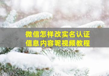 微信怎样改实名认证信息内容呢视频教程