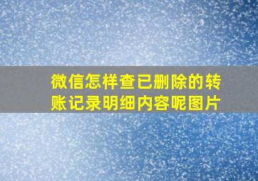 微信怎样查已删除的转账记录明细内容呢图片