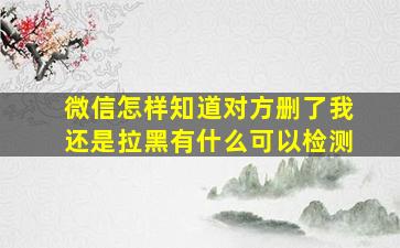 微信怎样知道对方删了我还是拉黑有什么可以检测