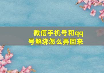 微信手机号和qq号解绑怎么弄回来