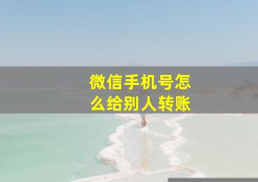 微信手机号怎么给别人转账