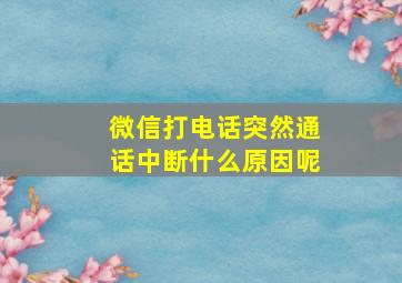 微信打电话突然通话中断什么原因呢