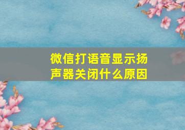 微信打语音显示扬声器关闭什么原因