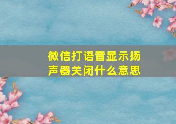 微信打语音显示扬声器关闭什么意思