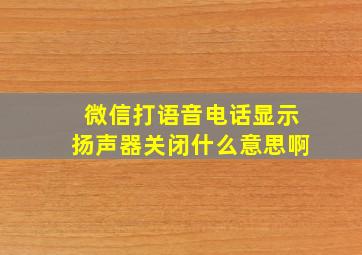 微信打语音电话显示扬声器关闭什么意思啊