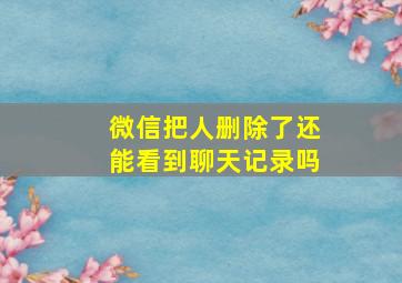 微信把人删除了还能看到聊天记录吗