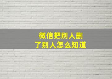 微信把别人删了别人怎么知道