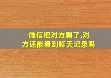 微信把对方删了,对方还能看到聊天记录吗