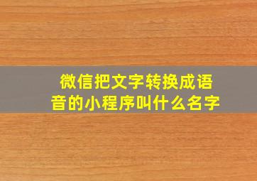 微信把文字转换成语音的小程序叫什么名字