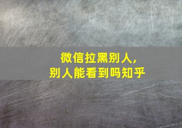 微信拉黑别人,别人能看到吗知乎