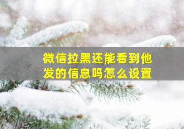 微信拉黑还能看到他发的信息吗怎么设置