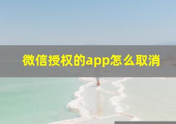 微信授权的app怎么取消