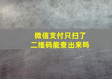 微信支付只扫了二维码能查出来吗