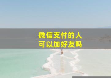 微信支付的人可以加好友吗