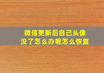 微信更新后自己头像没了怎么办呢怎么恢复