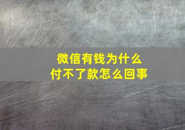 微信有钱为什么付不了款怎么回事