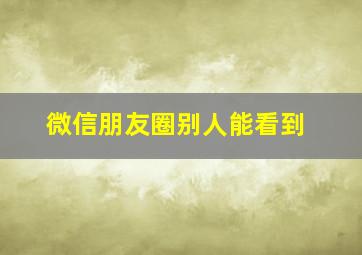 微信朋友圈别人能看到