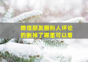 微信朋友圈别人评论的删掉了哪里可以看