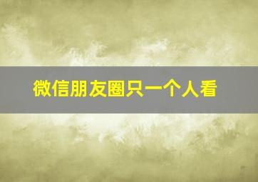 微信朋友圈只一个人看