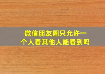 微信朋友圈只允许一个人看其他人能看到吗