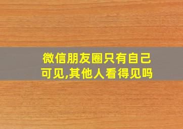 微信朋友圈只有自己可见,其他人看得见吗