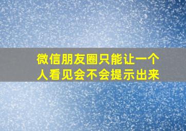 微信朋友圈只能让一个人看见会不会提示出来