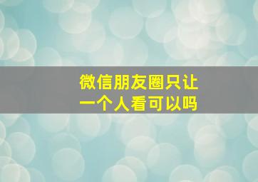 微信朋友圈只让一个人看可以吗