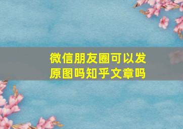 微信朋友圈可以发原图吗知乎文章吗