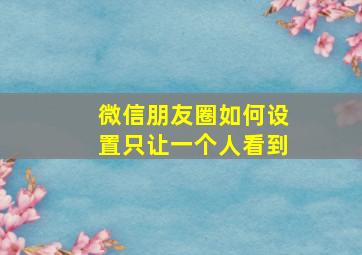 微信朋友圈如何设置只让一个人看到