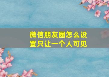 微信朋友圈怎么设置只让一个人可见