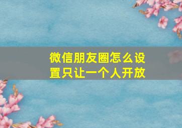 微信朋友圈怎么设置只让一个人开放