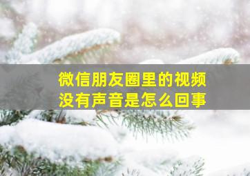 微信朋友圈里的视频没有声音是怎么回事