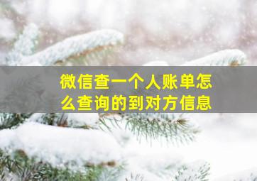 微信查一个人账单怎么查询的到对方信息