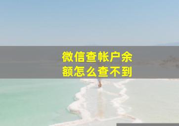 微信查帐户余额怎么查不到