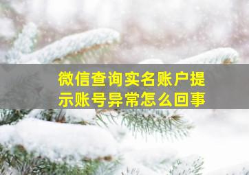 微信查询实名账户提示账号异常怎么回事